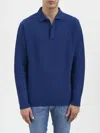 Seven Gauge Wool Polo Sweater In Blue