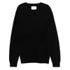 Seven Gauge Textured Black Crewneck Sweater With Relaxed Fit In Black