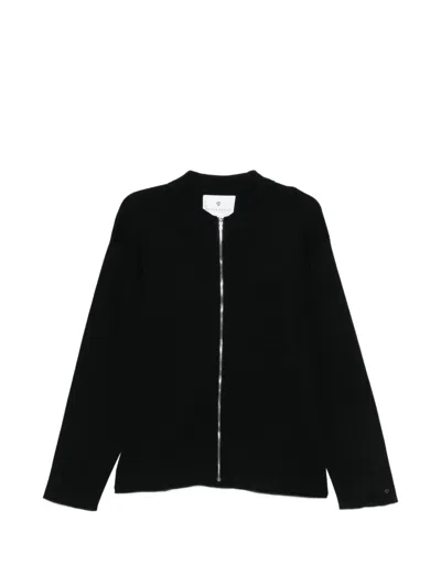 Seven Gauge Zip Front Cardigan In Black
