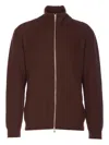 Seven Gauge Zip-up Cardigan In Burgundy