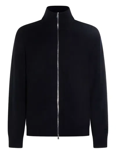 Seven Gauge Zip-up High-neck Sweater In Black
