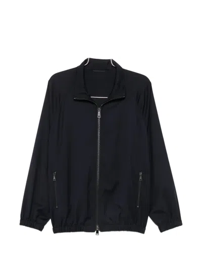 Seven Gauge Zip-up Raglan-sleeve Jacket In Blue