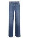 Seven High-waisted Blue Cotton Straight-leg Jeans In Blue