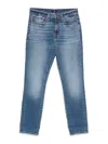 Seven Indigo Blue Jeans With Whiskering Effect And Classic Design In Blue