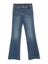 Seven Navy Blue Flared Jeans With Concealed Fly And Embroidered Motif In Blue