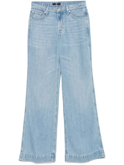 SEVEN LIGHT BLUE WIDE-LEG JEANS WITH WHISKERING DETAILS