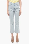 Seven Light-washed Stetchy Denims With Raw-cut Hem