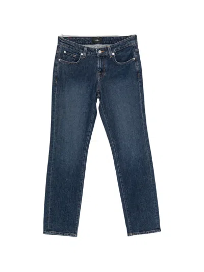 Seven Logo-patch Straight-leg Jeans In Blau
