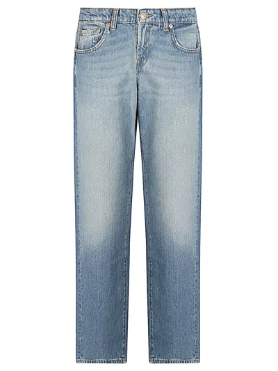 Seven Low Straight Denim Jeans In Blue