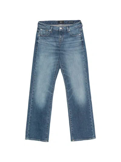 Seven Low Straight Denim Jeans In Blue