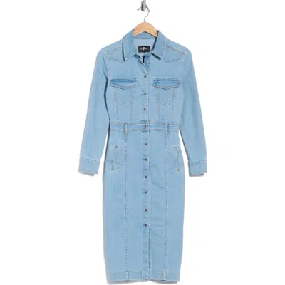 Seven Luxe Long Sleeve Denim Shirtdress In Visalia