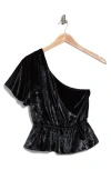 Seven One-shoulder Ruffle Top In Black