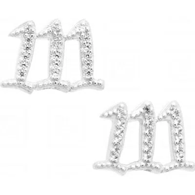 Seven Saints 111 Angel Number Manifestation Stud Earrings In White