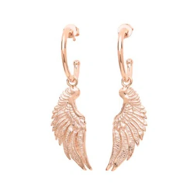 Seven Saints Angel Wing Small Hoop Earrings In Gold