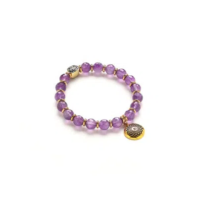 Seven Saints Crown Chakra Amethyst Activation Bracelet In Gold