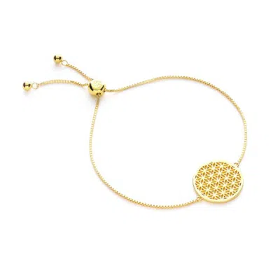 Seven Saints Flower Of Life Adjustable Chain Bracelet In Gold