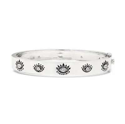 Seven Saints Guardian Light Evil Eye Topaz Bangle In White
