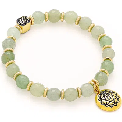Seven Saints Heart Chakra Activation Aventurine Bracelet In Gold