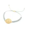 Seven Saints Men's Green / Gold Sri Yantra Luck & Prosperity Friendship Bracelet, Sage Green Cord, Gold In Multi
