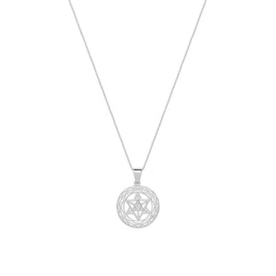 Seven Saints Merkaba Star Light Body Activation Necklace In Silver