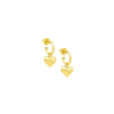 Seven Saints Puffy Heart Dangle Hoop Earrings Spiritual & Minimalist Jewelry In Pattern