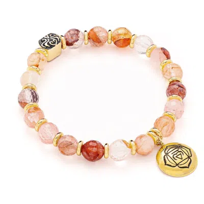 Seven Saints Root Chakra Activation Bracelet, Red Fire Quartz In Gold