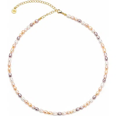 Seven Saints Tri-color Freshwater Baroque Pearl Choker Necklace In Multi-color