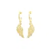 Seven Saints Women's Angel Wing Hoop Earrings, Gold Over Sterling Silver, Seen In Vogue Italy In Gold