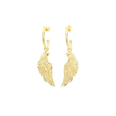 Seven Saints Women's Angel Wing Hoop Earrings, Gold Over Sterling Silver, Seen In Vogue Italy