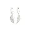 Seven Saints Women's Angel Wing Hoop Earrings, White Rhodium Over Sterling Silver In Silver
