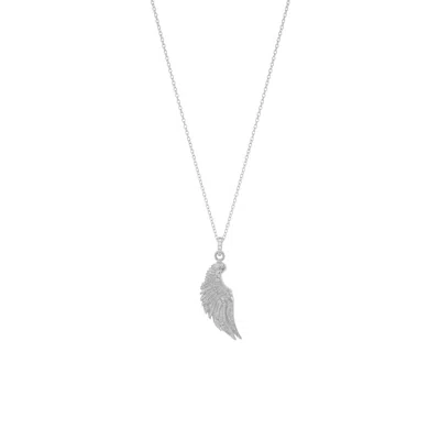 Seven Saints Women's Angel Wing Necklace, White Rhodium Over Sterling Silver