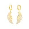 Seven Saints Women's Angel Wing Pave Earrings, Huggie Hoop, Gold Over Sterling Silver In Gold