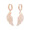 Seven Saints Women's Angel Wing Pave Huggie Earrings, Rose Gold In Gold