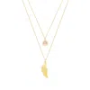 Seven Saints Women's Archangel Chamuel, Angel Of Love Necklace, Rose Quartz, Gold Over Sterling Silver In Gold