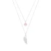 Seven Saints Women's Archangel Chamuel, Angel Of Love Necklace, Rose Quartz, White Rhodium Over Sterling Silver In Metallic