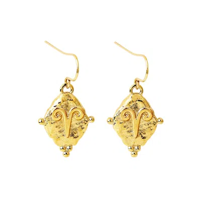 Seven Saints Women's Aries Vintage-style Dangle Earrings, Gold Plated