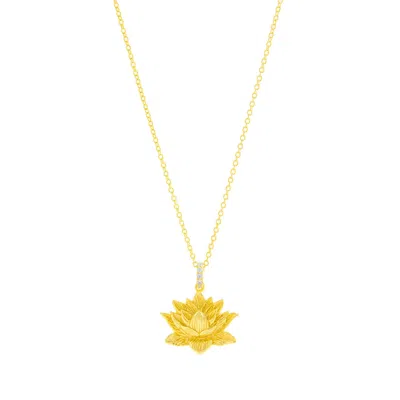 Seven Saints Women's Awakened Lotus Necklace, Gold Over Sterling Silver