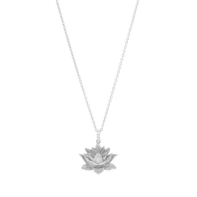 Seven Saints Women's Awakened Lotus Necklace, White Rhodium Over Sterling Silver