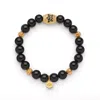 Seven Saints Women's Black / Gold Protection And Strength Onyx Lotus Beaded Bracelet