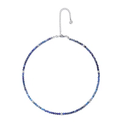 Seven Saints Women's Blue / Silver Oracle Of The Deep, Lapis Lazuli Choker Necklace, White Rhodium
