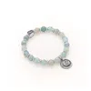 Seven Saints Women's Blue / Silver Throat Chakra Aquamarine Activation Stretch Bracelet
