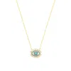 Seven Saints Women's Blue / White / Gold Evil Eye Necklace, Gold Vermeil With Turquoise And Zirconia Baguette Dia In Gold