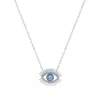 Seven Saints Women's Blue / White / Silver Evil Eye Necklace, Turquoise And Zirconia Baguette Diamonds, White Rho