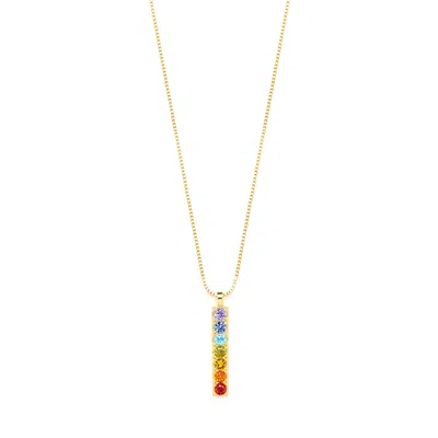 Seven Saints Women's Chakra Align Bar Necklace, Gold Over Sterling Silver