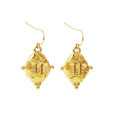 Seven Saints Women's Gemini Vintage-style Dangle Earrings, Gold Plated