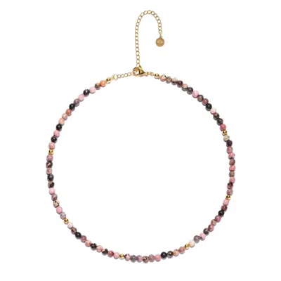 Seven Saints Women's Gold / Black / Pink Rhodonite Sacred Softness And Compassionate Serenity Choker Necklace In Multi