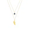 Seven Saints Women's Gold / Blue Archangel Michael Angel Of Protection Necklace, Lapis Lazuli, Gold Over Sterling In Gold