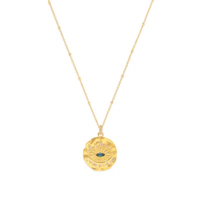 Seven Saints Women's Gold / Blue Evil Eye Protection Necklace, Blue Topaz, Gold Plated In Multi