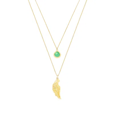 Seven Saints Women's Gold / Green Archangel Raphael Angel Of Healing Necklace In Gold/green