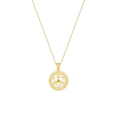 Seven Saints Women's Gold / White Merkaba Star, Spiritual Ascension Necklace, Gold Plated